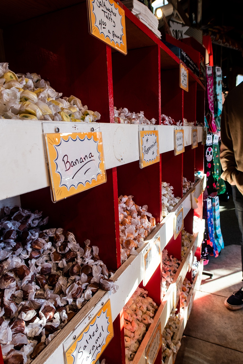 shelves of saltwater taffy