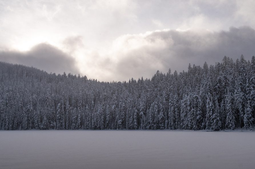 lower twin lake covered in snow