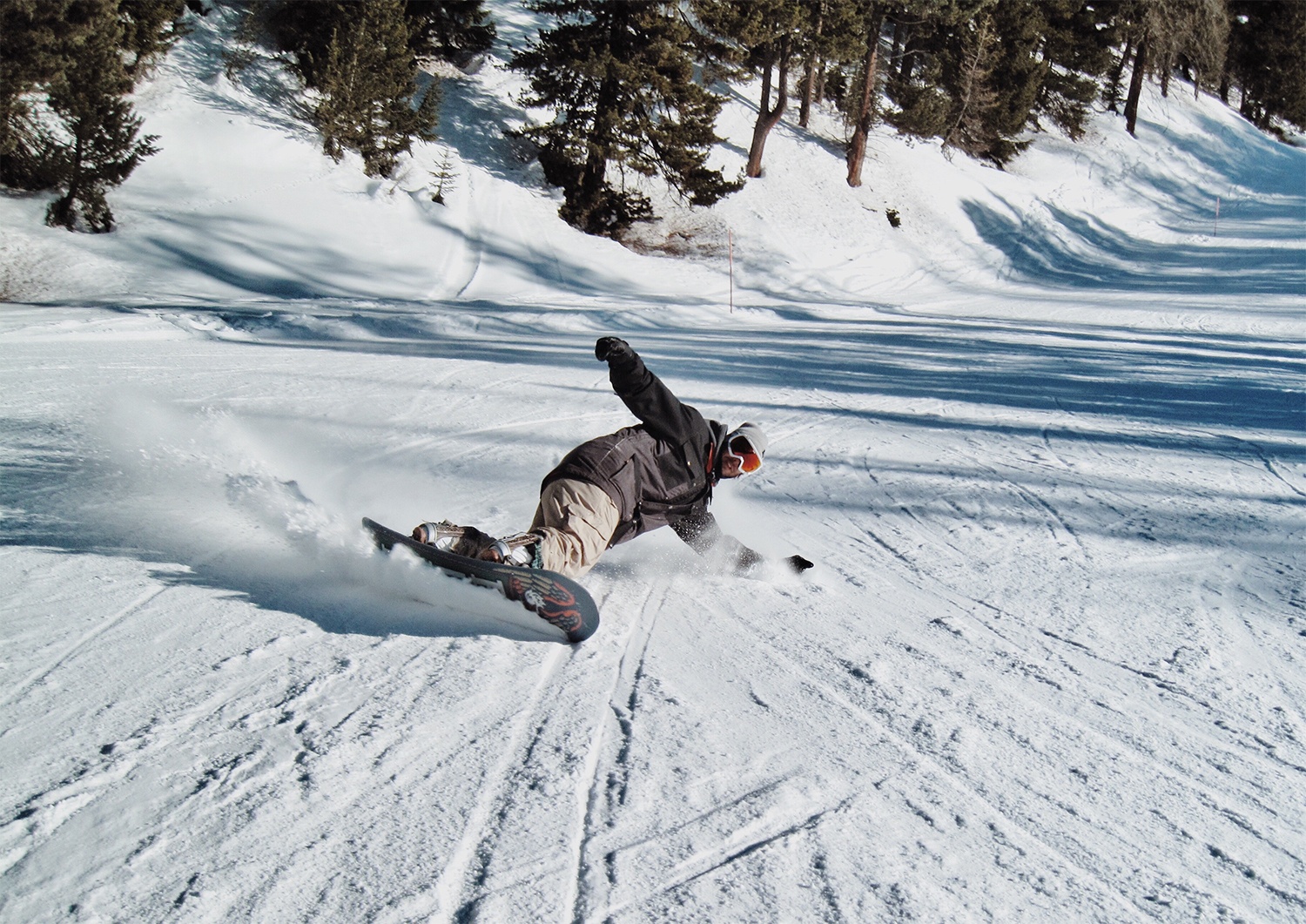 man snowboarding